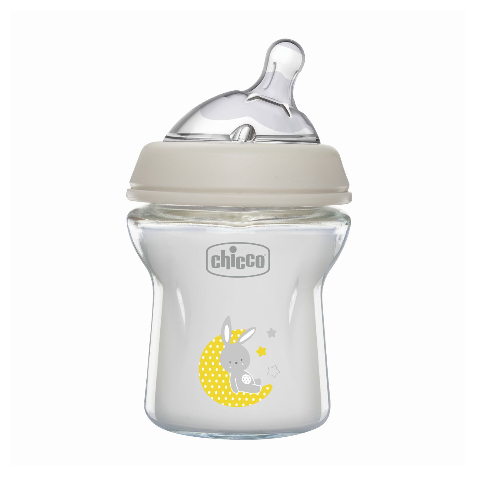 Дитяча скляна пляшечка для годування Chicco Natural Feeling силіконова соска, нормальний потік, від народження, 150 мл (81211.30)